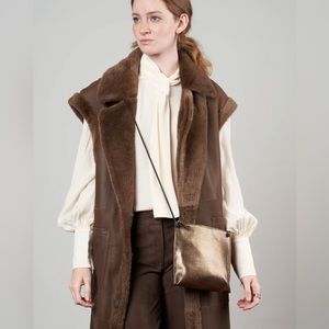 B.May Strappy Pouch - Gold Embossed Dots